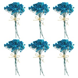 PATIKIL Mini Dried Flower Bouquet, 6 Pcs Baby's Breath Natural Wildflower with Stem Decor Boho Floral Plant Flower for Crafts DIY Photo Props Gift Wedding Decor, Blue