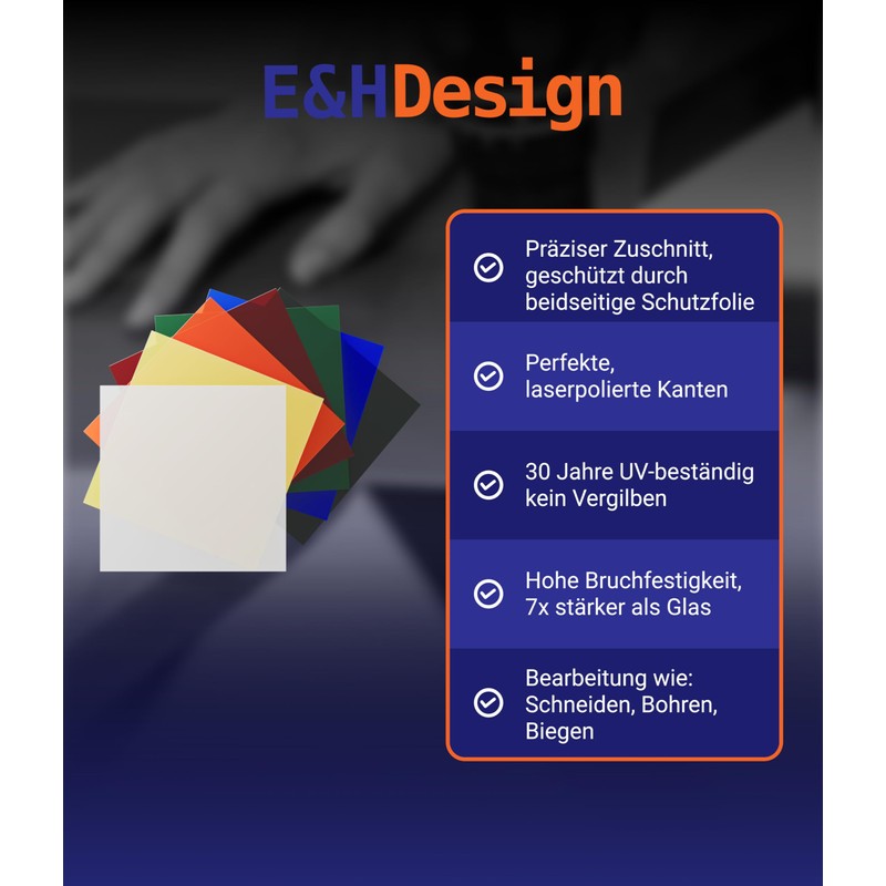 EH Design Acrylic Glass Plate - Red Cuts Made to