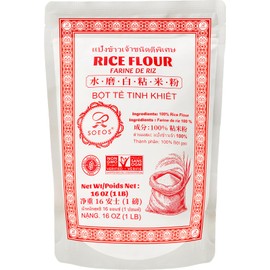 Soeos Rice Flour 16 Ounce (Basic), 1 Pound (Pack of 1) , Rice Flour for Baking or Cooking with Resealable Bag, All Natural for Sourdough Bread, Vegan, Gluten-Free