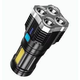 Voltstech Super Bright 4-LED Flashlights High Lumen, 1000LM Powerful Tactical Flashlight, 4 Modes, COB Side Light, USB Rechargeable Multi-Functional Flashlight for Hiking, Outdoor, Emergency