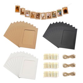 GIDWRIY Pack of 30 Photo Garland Decoration, Photo Chain, Paper Picture Frame with Clips and Lead, Cardboard Photo Frame 6 Inches, Kraft Paper Picture Frame, Cardboard, Photo Curtain for Hanging