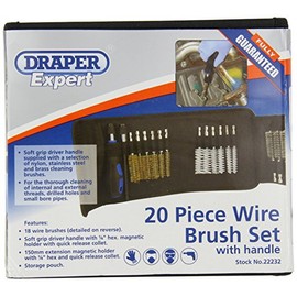 Draper 22232 Expert Wire Brush Set, 9mm-19mm Ø, 20 Pcs, Blue