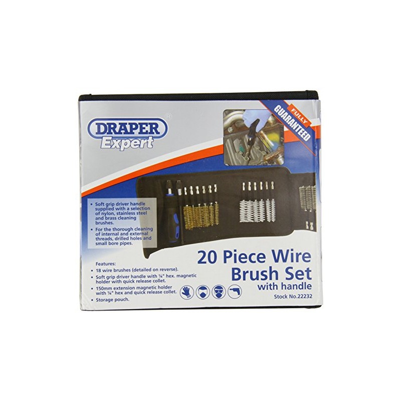 Draper 22232 Expert Wire Brush Set, 9mm-19mm Ø, 20 Pcs,