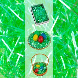 Kiddokids Easter Grass Craft Shredded Paper for Easter Baskets and Gift Wrapping - Easter Grass Filler for Easter Party Decorations and Stuffers (Iridescent Green, 16 OZ), Iridescent Green Easter