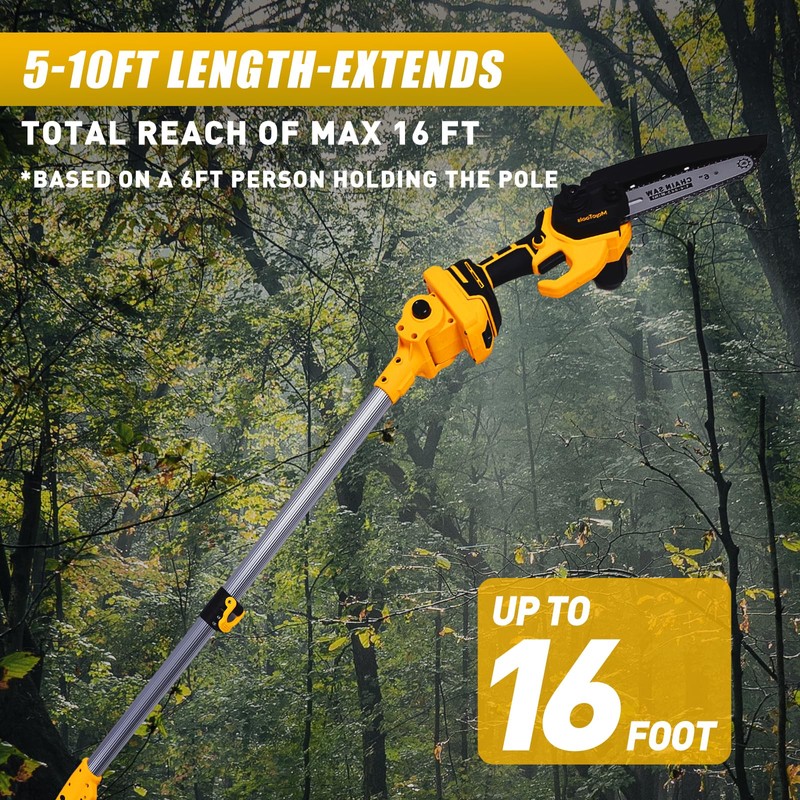 MoJoTools 2-in-1 Cordless Mini Chainsaw & Pole Saw – 15FT