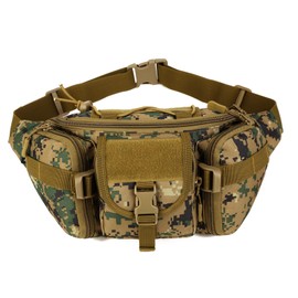 ZHIERNA Tactical Waist Bag Tactical Military Style Bum Bag Men's Molle System Belt Bag Waterproof for Outdoor Running Travel Hiking Cycling Camping Trekking, jungle camo