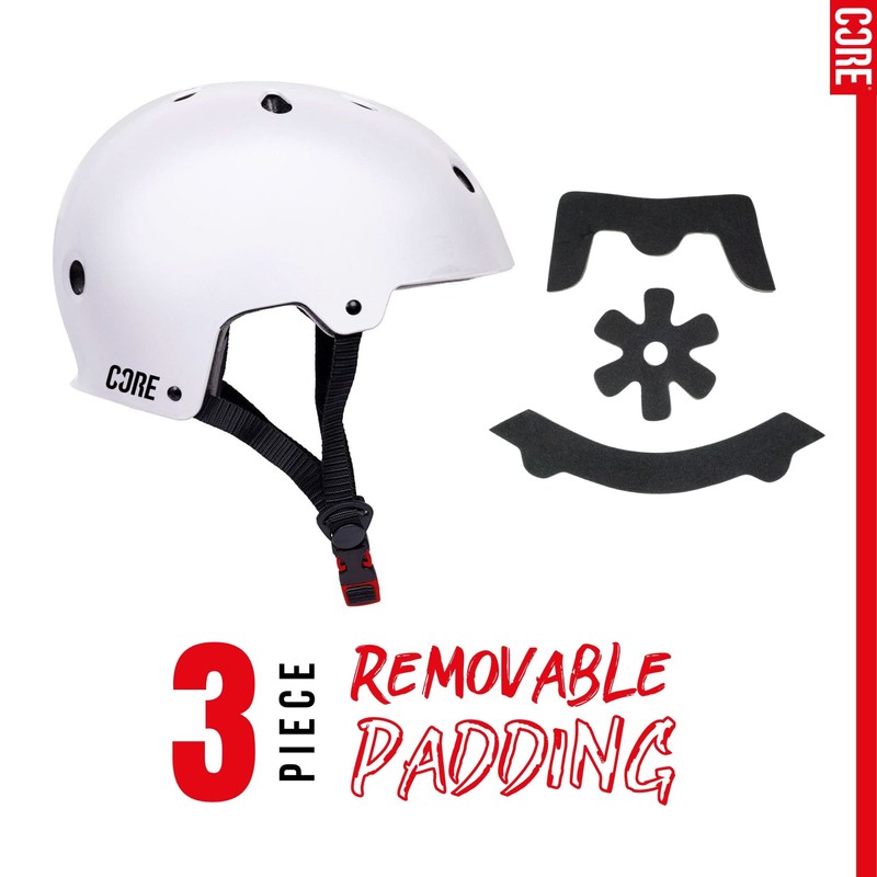 CORE Protection Action Sports Helmet Skate/BMX/Bike/MTB/Roller Derby/Scooter - White, XS/S