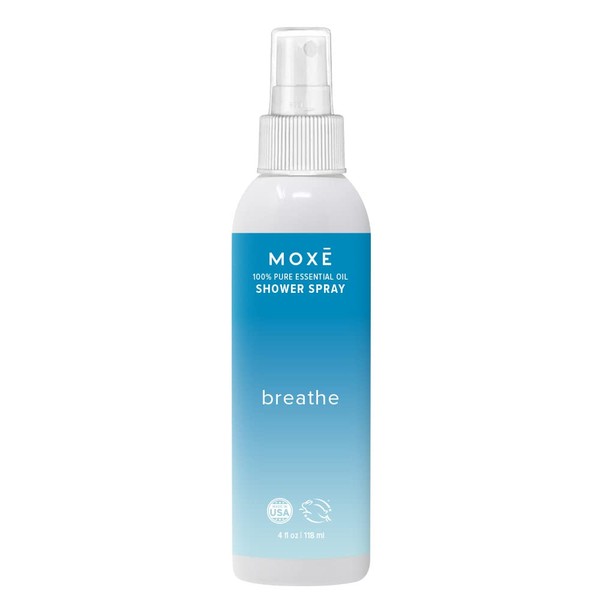 MOXE Shower Mist, Spa Steam Spray, Certified Natural Essential Oils, Aromatherapy, Tension Relief (Breathe, 4 Fl Oz (Pack of 1))