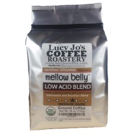 Lucy Jo's Coffee, Organic Mellow Belly Low Acid Blend, Medium Dark Roast, Ground, 26 Oz