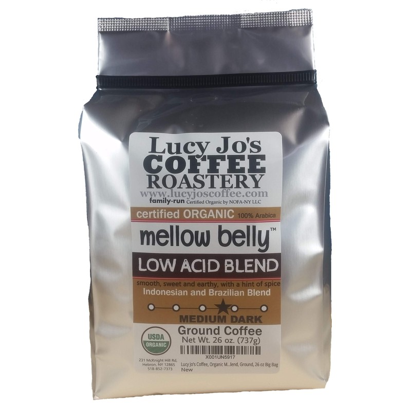 Lucy Jo's Coffee, Organic Mellow Belly Low Acid Blend, Medium