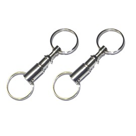 WELANGBN 2 Packs Of Quick-Release Detachable Keychain Double Pull Keychain Spring Separate Double Keychain Lock Valet Parking Key Flashlight Diy Craft Accessories, 3.14 inch, Silvery