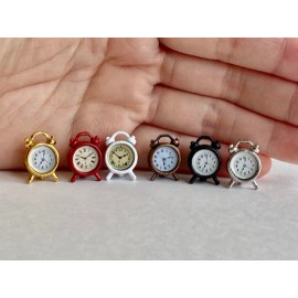 USAminiature Dollhouse 1:12 Scale Miniature Alarm Clock Bedroom Alloy Desktop Decor Accessory - Red