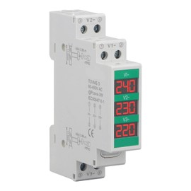 Telituny Voltmeter DIN Rail, 3-Phase AC Voltmeter, DIN Rail Mounting, LCD Digital Display, Voltage Meter, Electricity Meter for Home, Office, Commercial Building, Voltage Monitoring, 60 450 V