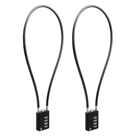 RESET-204(2 Pack) 4 Digit Combination Padlock with 20 in (50 cm) Cable, Chain Lock, Rope Lock, Cable Lock for Trash Can Lid, Bin, Locker, Gym Locker, Luggage, Helmet, 5 mm Diameter, Black