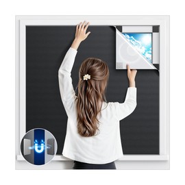 Magnetic Blackout Window Cover, 105" x 58" Portable Blackout Curtains for Bedroom, No Drill Windows Shades & Black Out Blinds, Temporary Black Out Shades for Window Film Nursery Travel RV - Blacks