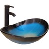 wonline Modern Bathroom Flower Tempered Glass Vessel Sink ORB Pop