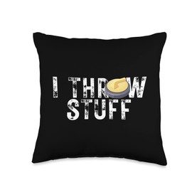 I Throw Stuff Curling Player Funny Curling Stone Gift Throw Pillow
