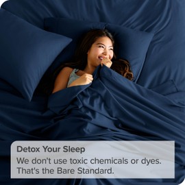 Bare Home Twin/Twin Extra Long Flat Sheet - Premium 1800 Ultra-Soft Top Sheet - Hotel Luxury - Double Brushed - Easy Care - 1 Twin/Twin XL Flat Sheet Only (Twin/Twin XL, Dark Blue)