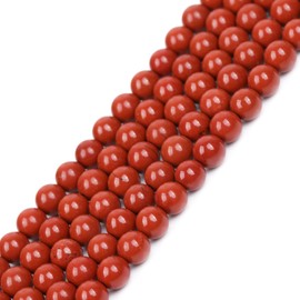 GEM-Inside Natural 6mm Red Jasper Round Gemstone Semi Precious Loose Beads for Jewellery Making 15''
