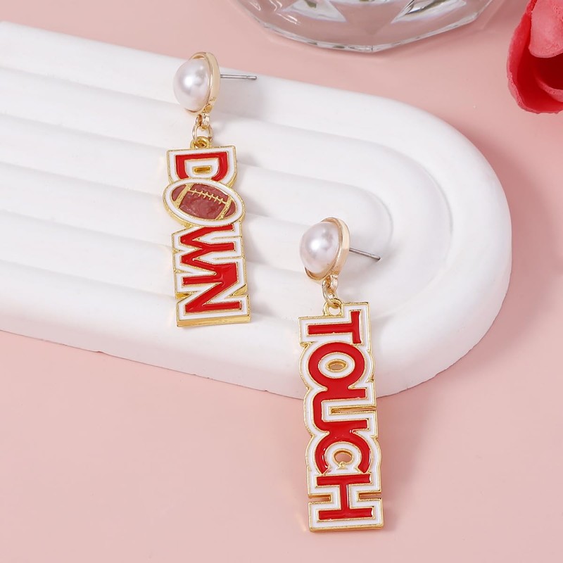 Game Day Earrings for Women Football Touch Down Letter Statement