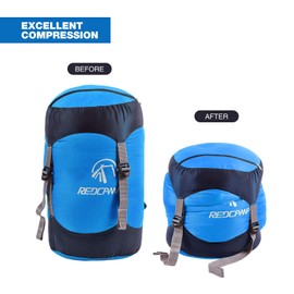 REDCAMP Nylon Compression Stuff Sack, Lightweight Sleeping Bag Compression Sack Great for Backpacking, Hiking and Camping, Blue L
