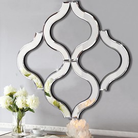 DMDFIRST Arc-Shaped Decorative Wall Mirror Silver Color 20”x20” Large, Exquisite Bevelled Gorgeous Glam Accent Decor Mirror, Unique Modern Fashion Hand Craft Mirror Wall Decor Chic Mirror