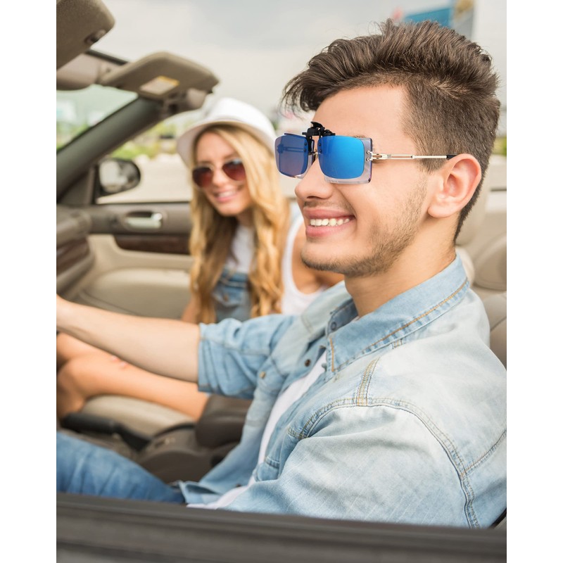 5 Pairs Polarized Clip-On Sunglasses Rimless Flip Up Anti-Glare Driving
