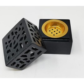 Premium Log Incense Burner Holder Set with Bakhoor Burners - Handcrafted Wooden Home Decor for Burning All Types of Home Incense (Incense/Coal) JR23081 (Black)