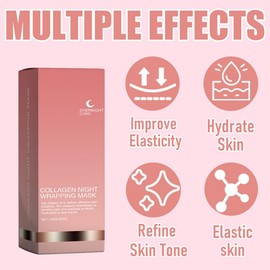 2PCS Collagen Night Wrapping Cream, Peel-off Face Mask, Overnight Collagen Face Mask, Deep Moisture & Skin Rejuvenation, Skin elasticity visible improved - Korean skincare,Brush Included