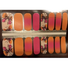 Unbranded Color Nail Polish Strips, 16ct.neon Butterfly