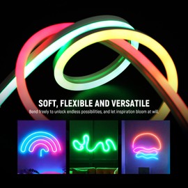 NEEWER 16.4ft/5m LED Strip Lights, Smart AI RGB Flexible Cuttable Neon Rope Light with App Control for Bedroom Gaming Room Indoor Studio Home Classroom Wall Outdoor Outside Waterproof Decor, NS02