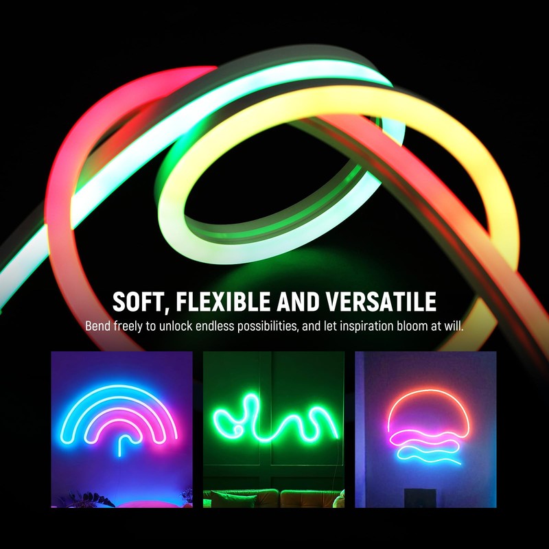 NEEWER 16.4ft/5m LED Strip Lights, Smart AI RGB Flexible Cuttable