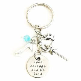 Hanalea Island Jewelry Co. Have Courage and Be Kind Cinderella Silver Charm Keychain Gift for a Kind Princess | Merchandise and Accessories for Women