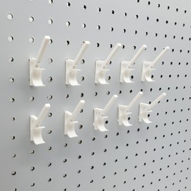 'Just Hanging Pegboards' 1/4" Pegboard Angled Thread-Bobbin Storage Hook, Compatible with 1/4" Pegboards. Sewing Organization, Craft Room Display (20, Matte White)