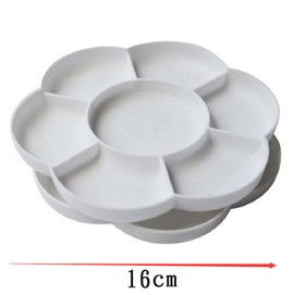 Set of 2 Plastic Flower Shaped Mixing Palette with 7 Paint Bowls for Watercolour U Acrylic Paints Diameter Approx. 17 cm Children's Painting Palette