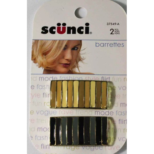 SCUNCI BARRETTES #37549-A 2pc Brown & Black