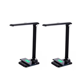 HomeConcept Brilli 15" H LED Desk Lamp (Set of 2) Matte Black Finish with Wireless Charging