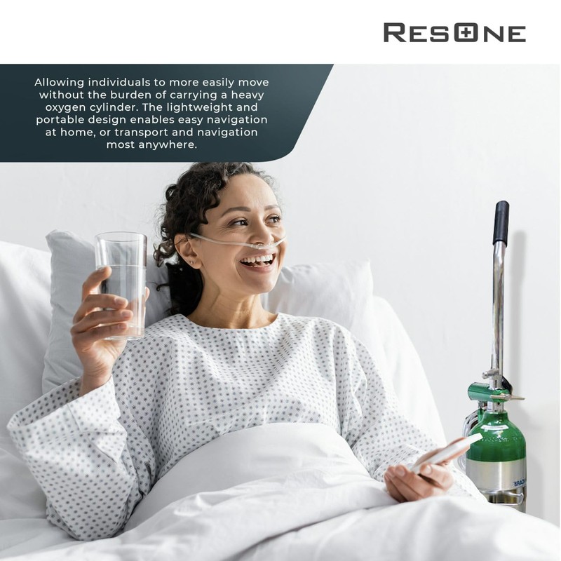 Resone Lightweight Single Oxygen Tank Cart, Adjustable Handle, Durable Powder-Coated