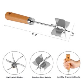 FIVETAS Stainless steel Meat Chopper, 6 Curve Blades Ground Beef Smasher,Potato Masher Utensil,Heat-Resistant Hamburger Meat Smasher,Heavy Duty Wooden Handle
