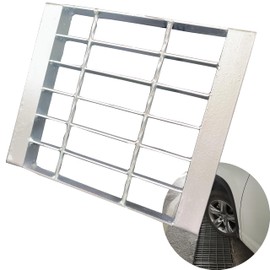 MOSINSBO Galvanized Steel Drain Grate with Base, 12x12 Outdoor Drain Cover and Frame, B Class Sewer Grate with Lip, Durable Heavy Duty Channel Grate, Sliver Square Drainage Grate Driveway