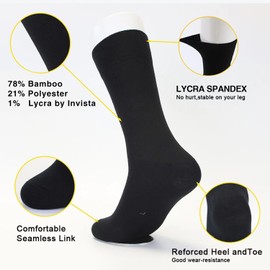 7DayOtter Odor Resistant Bamboo Viscose Comfortable Cotton Dress Calf Black Socks Stay Fresh