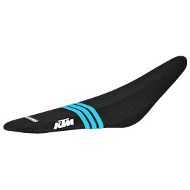 KTM Sx Sxf 125-450 SEAT COVER 2019-2022 BLACK TLD / LT BLUE STRIPES LOGO #173