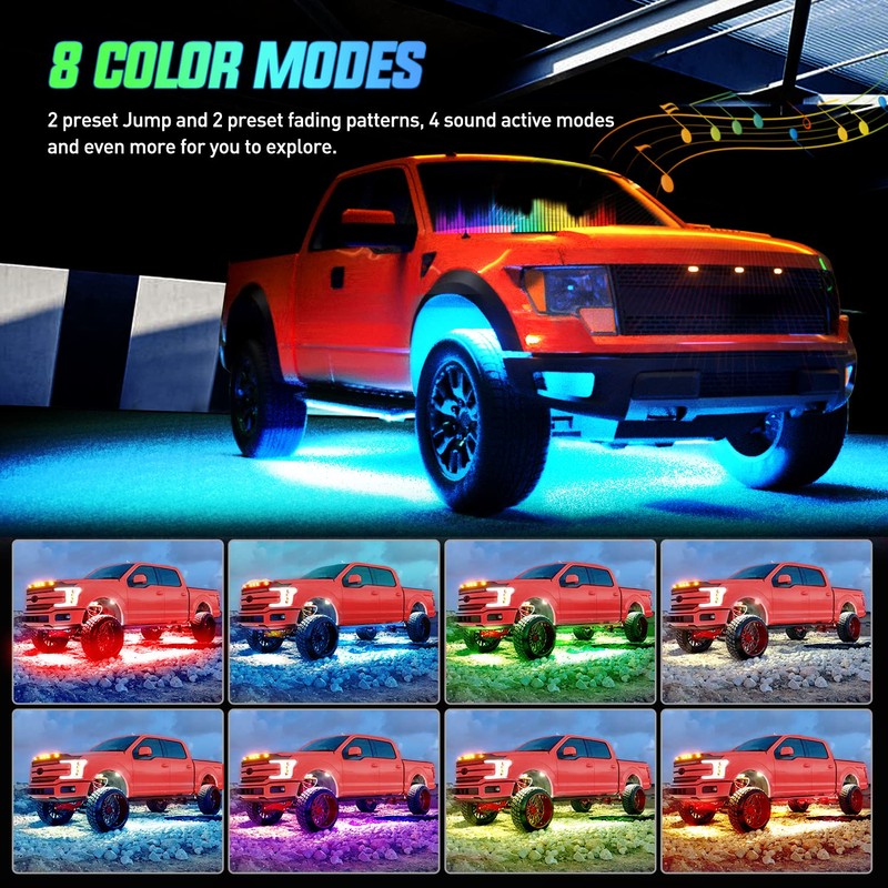 Nilight 4Pcs Car Underglow Neon Accent Strip Lights 256 LEDs