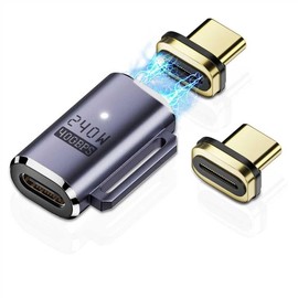 2 Pack 240W Magnetic USB-C Adapter, Straight USB 40Gbps Magnetic Connector Supports 8K@60Hz, Video Display for Thunderboard 4/3, MacBook Pro/Air and More Type C Devices (+ Replacement Head)