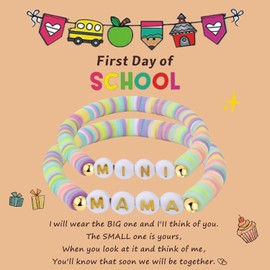 Back to School Bracelet Mommy and Me Bracelet for Mom and Daughter Son First Day of School Gifts for Boys Girls