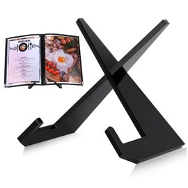 Menkxi Acrylic Cookbook Stand Cook Book Stand for Kitchen Counter Cookbook Holder Clear Recipe Book Holder Multifunctional Display Stand for Tabletop Kitchen Counter Decor,6.5 x 8.5 Inches(Black)