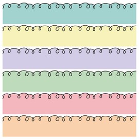 FYSUIMU 60 Pcs Pastel Squiggle Bulletin Board Borders Colorful Squiggles Self-Adhesive Border Trim Sticker Decals for Home Classroom Boho Party Wall Decoration