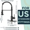 FORIOUS Black Kitchen Faucet with Pull Down Sprayer 2 Modes