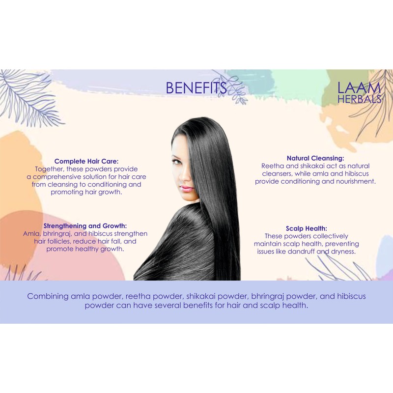 Laam Amla, Reetha, Shikakai, Bhringraj, Hibiscus Powder Dry Hair Pack