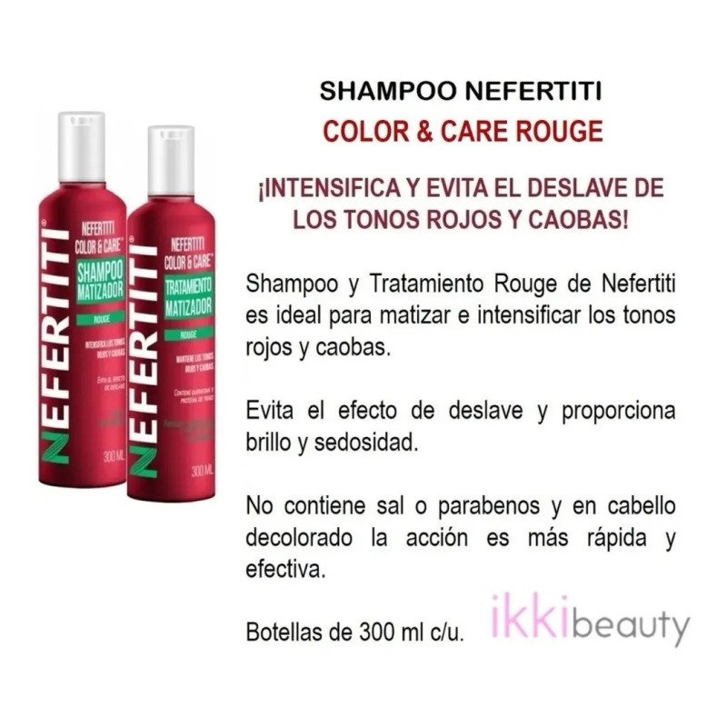 Shampo Matizador Y Tratamiento Nefertiti Color&care Rouge